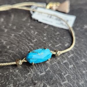 Kendra Scott Everlyne Gold Cord Friendship Bracelet Bronze Veined Turquoise NWT